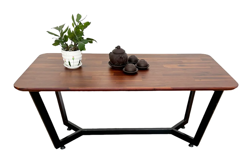 Tekkashop Bàn Sofa Chữ Nhật Mặt Gỗ Tràm Chân Sắt Hình Thang