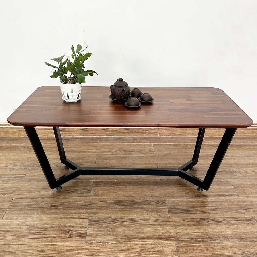Tekkashop Bàn Sofa Chữ Nhật Mặt Gỗ Tràm Chân Sắt Hình Thang