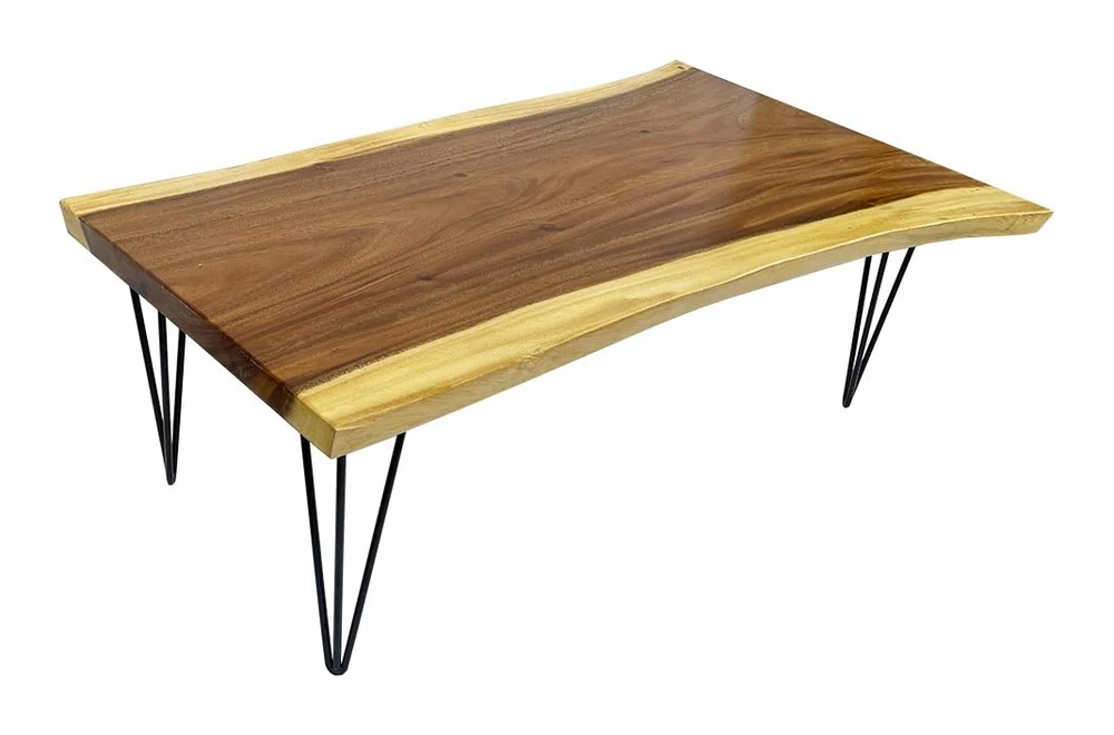 Tekkashop Bàn Sofa Gỗ Me Tây Nguyên Tấm Chân Kẹp Tóc
