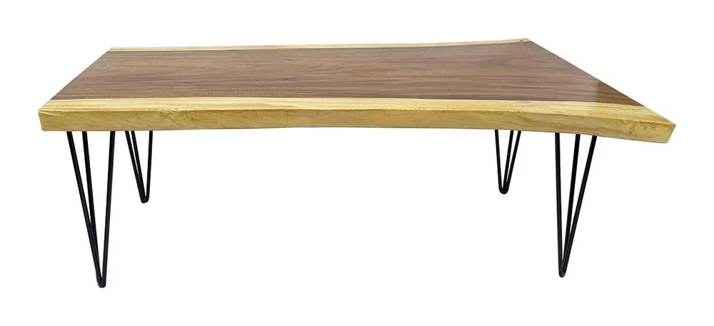 Tekkashop Bàn Sofa Gỗ Me Tây Nguyên Tấm Chân Kẹp Tóc