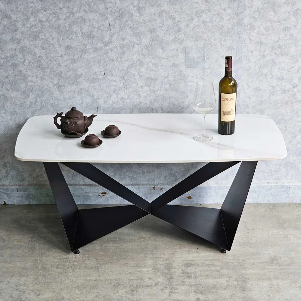 Tekkashop Bàn Sofa Mặt Đá Chân Sắt Chữ W Cách Điệu