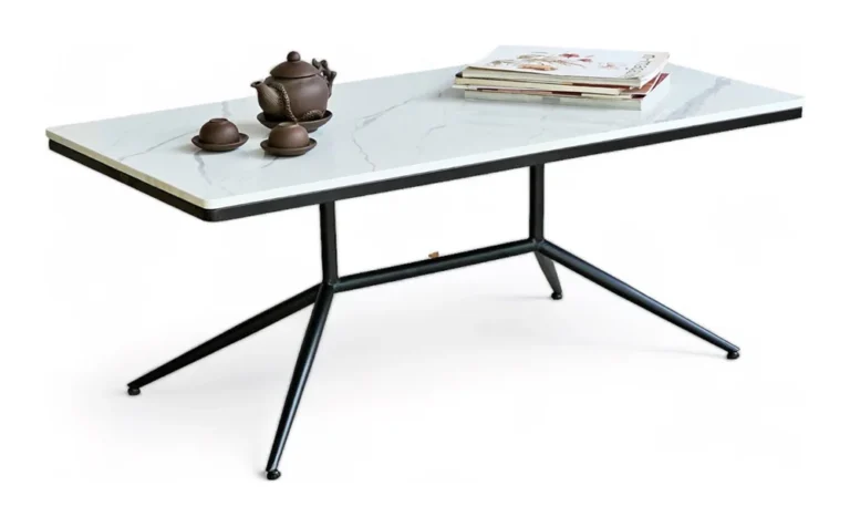 Tekkashop Bàn Sofa Mặt Đá Chân Sắt Côn Chạc Ba