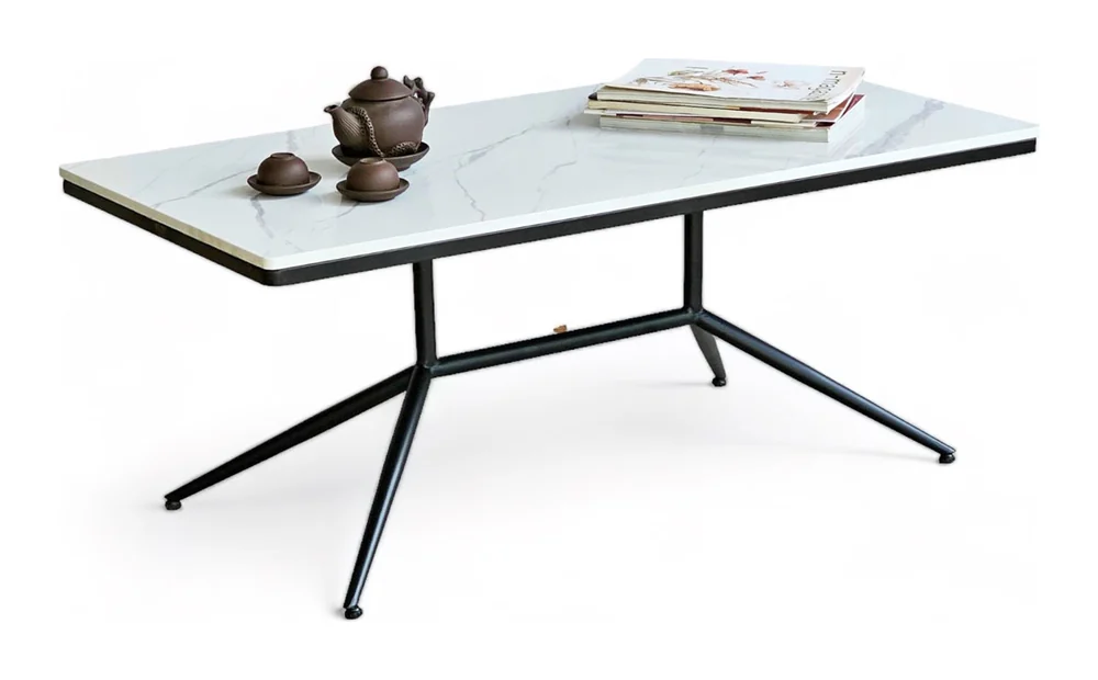 Tekkashop Bàn Sofa Mặt Đá Chân Sắt Côn Chạc Ba