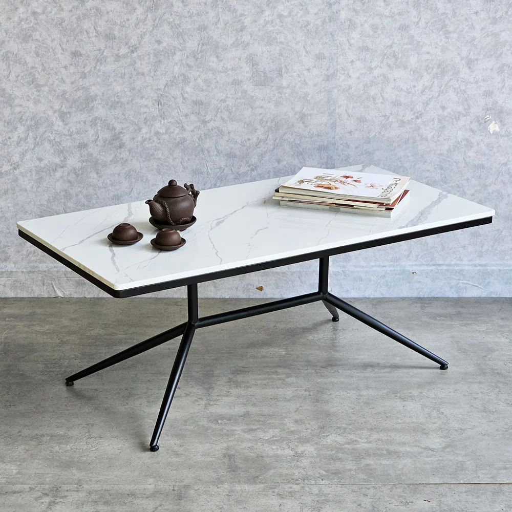 Tekkashop Bàn Sofa Mặt Đá Chân Sắt Côn Chạc Ba