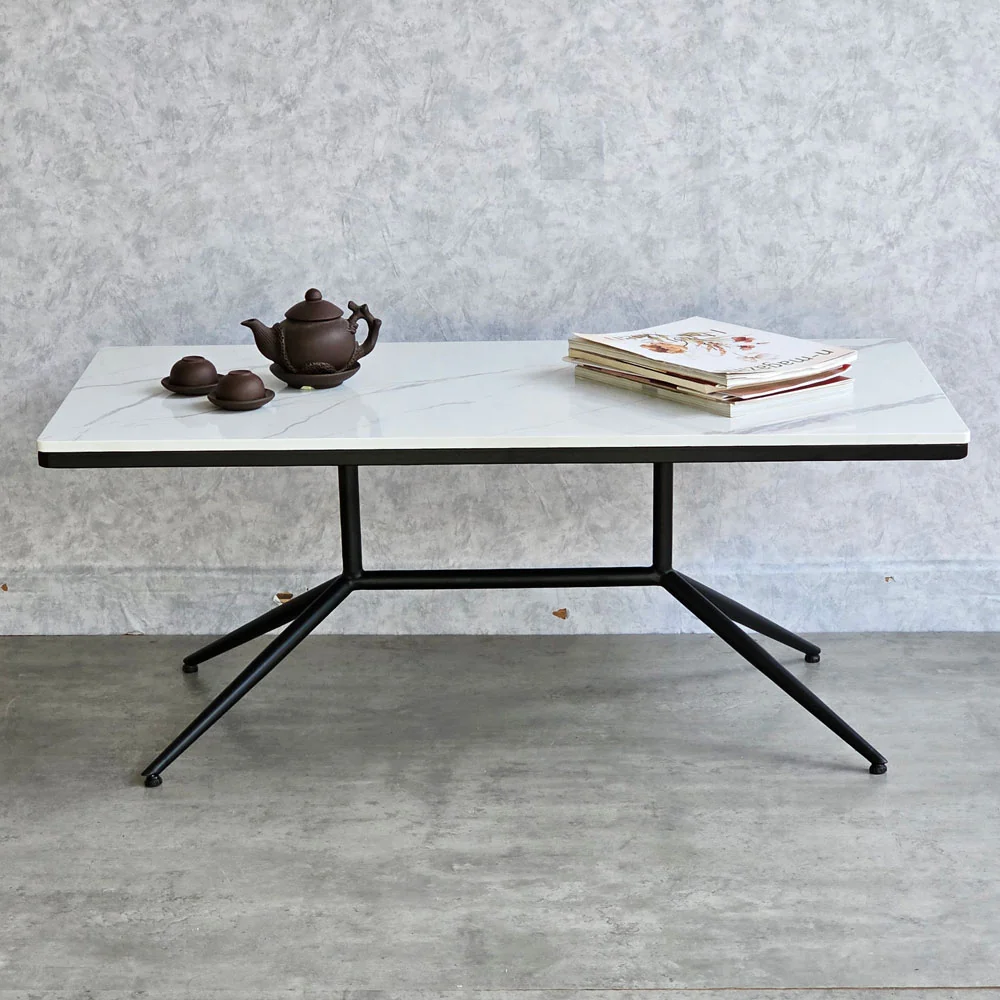 Tekkashop Bàn Sofa Mặt Đá Chân Sắt Côn Chạc Ba