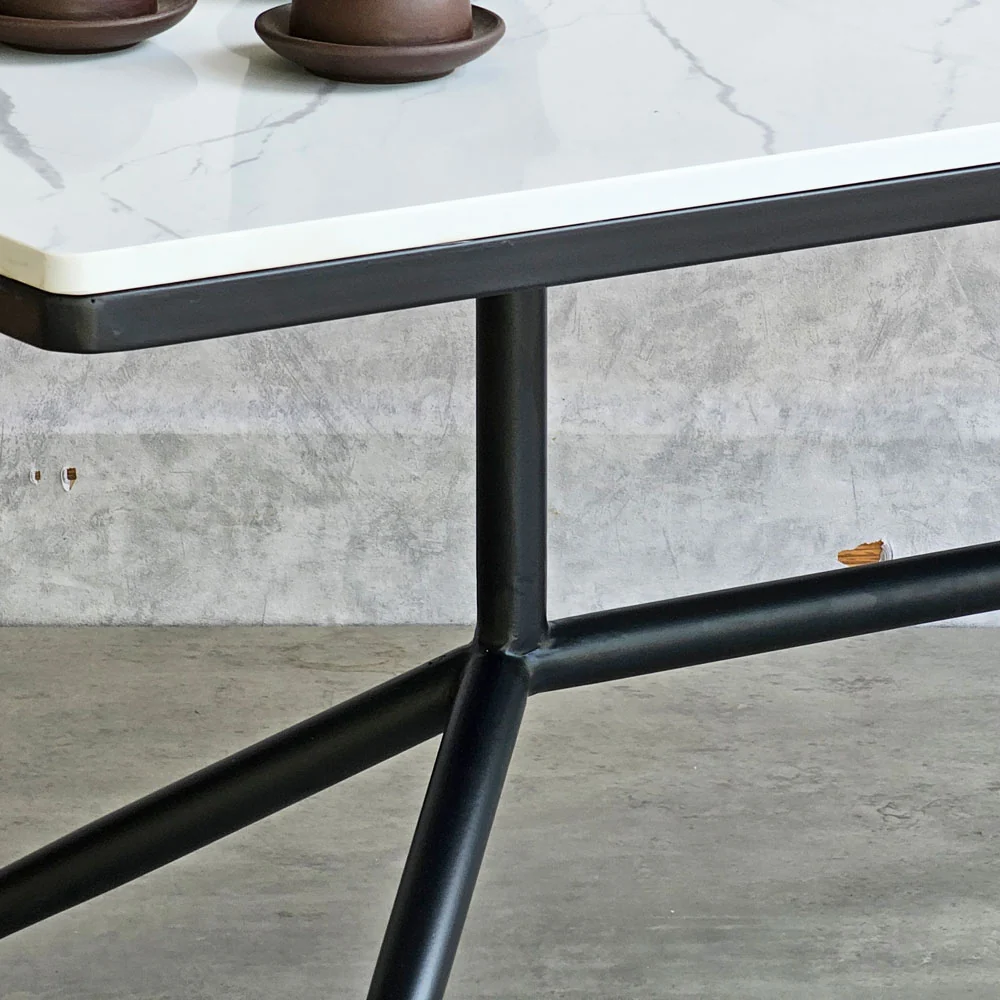 Tekkashop Bàn Sofa Mặt Đá Chân Sắt Côn Chạc Ba