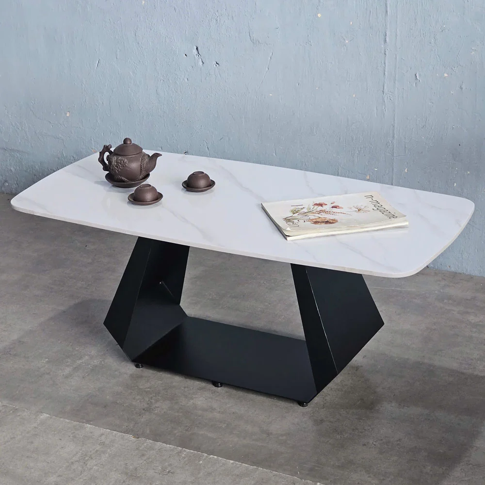 Tekkashop Bàn Sofa Mặt Đá Chân Sắt Tấm Hình Thang