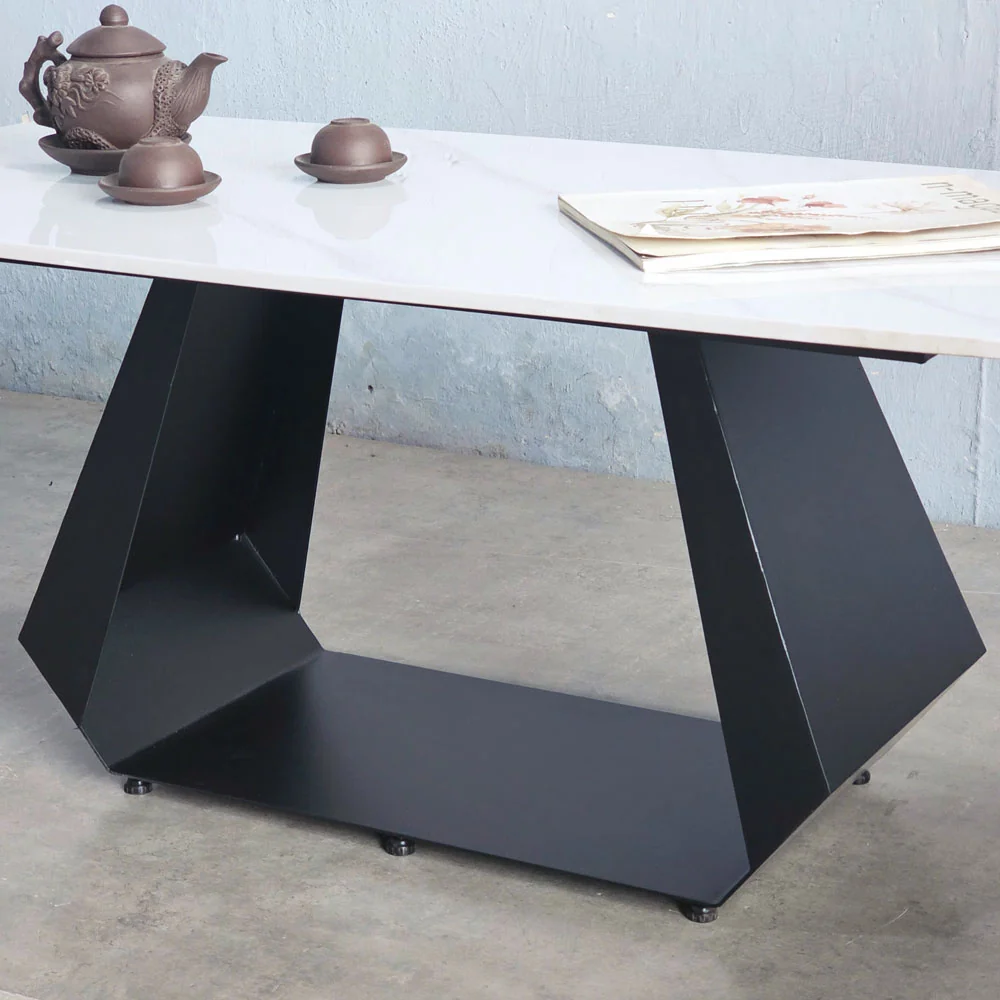 Tekkashop Bàn Sofa Mặt Đá Chân Sắt Tấm Hình Thang