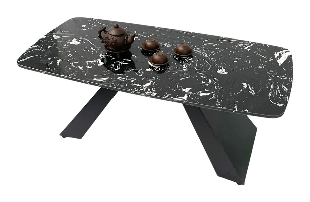 Tekkashop Bàn Sofa Mặt Đá Chân Sắt Tấm Vát Chéo