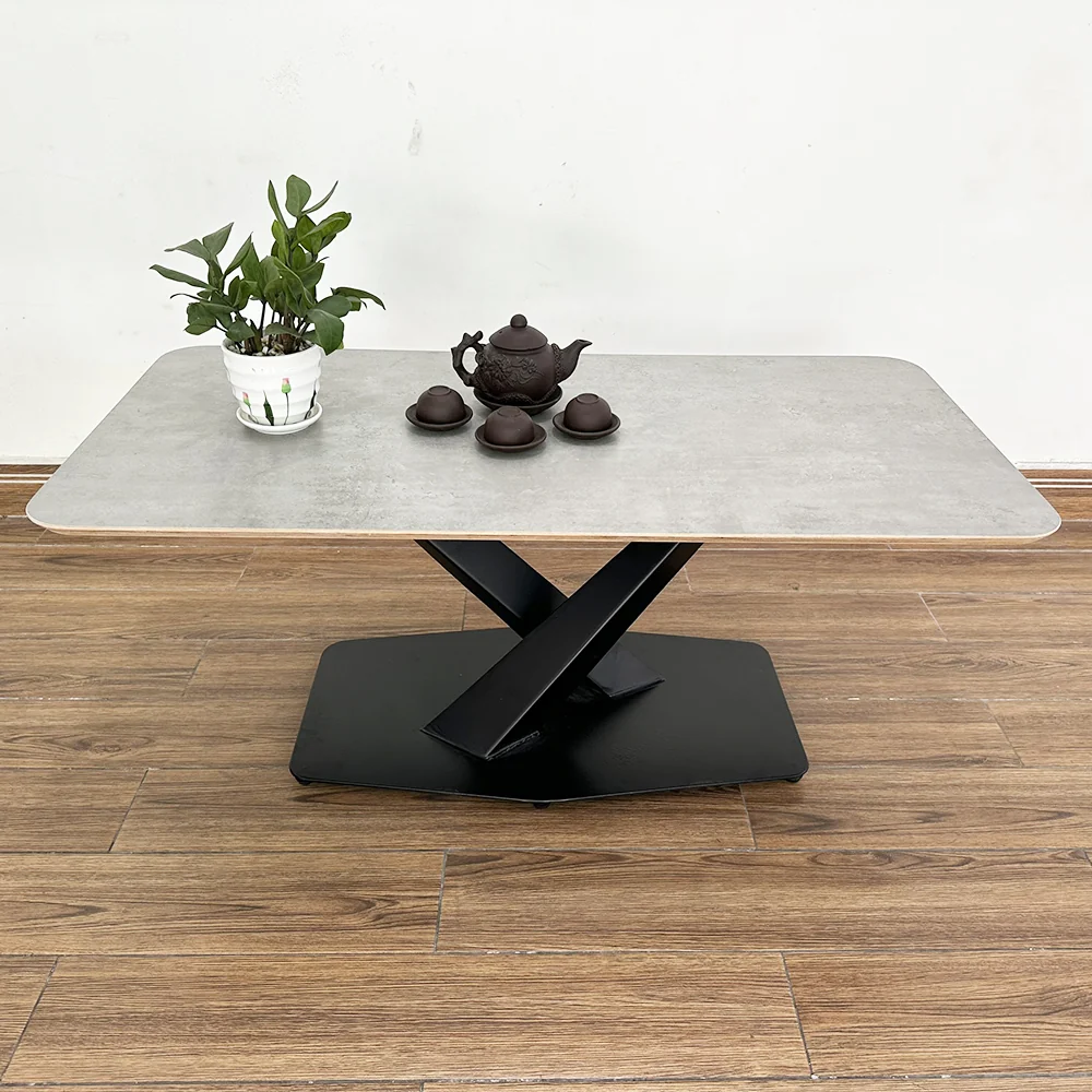 Tekkashop Bàn Sofa Mặt Gỗ Chân Sắt Chữ X Đế Bản Gỗ Plywood
