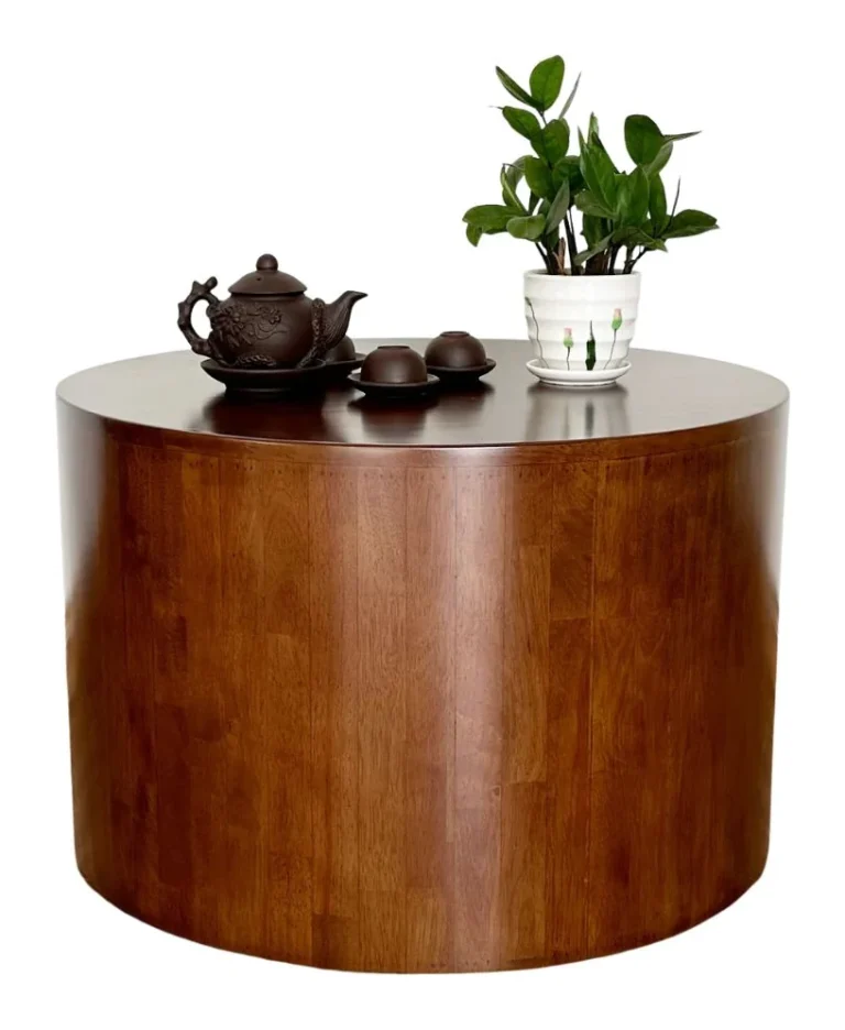 Tekkashop Bàn Sofa Tròn Khối Trụ Gỗ Cao Su