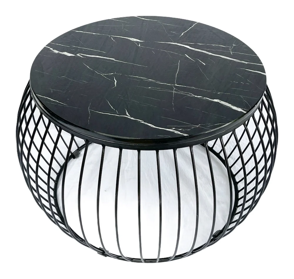 Tekkashop Bàn Sofa Tròn Khung Sắt Lồng Đèn Mặt Đá