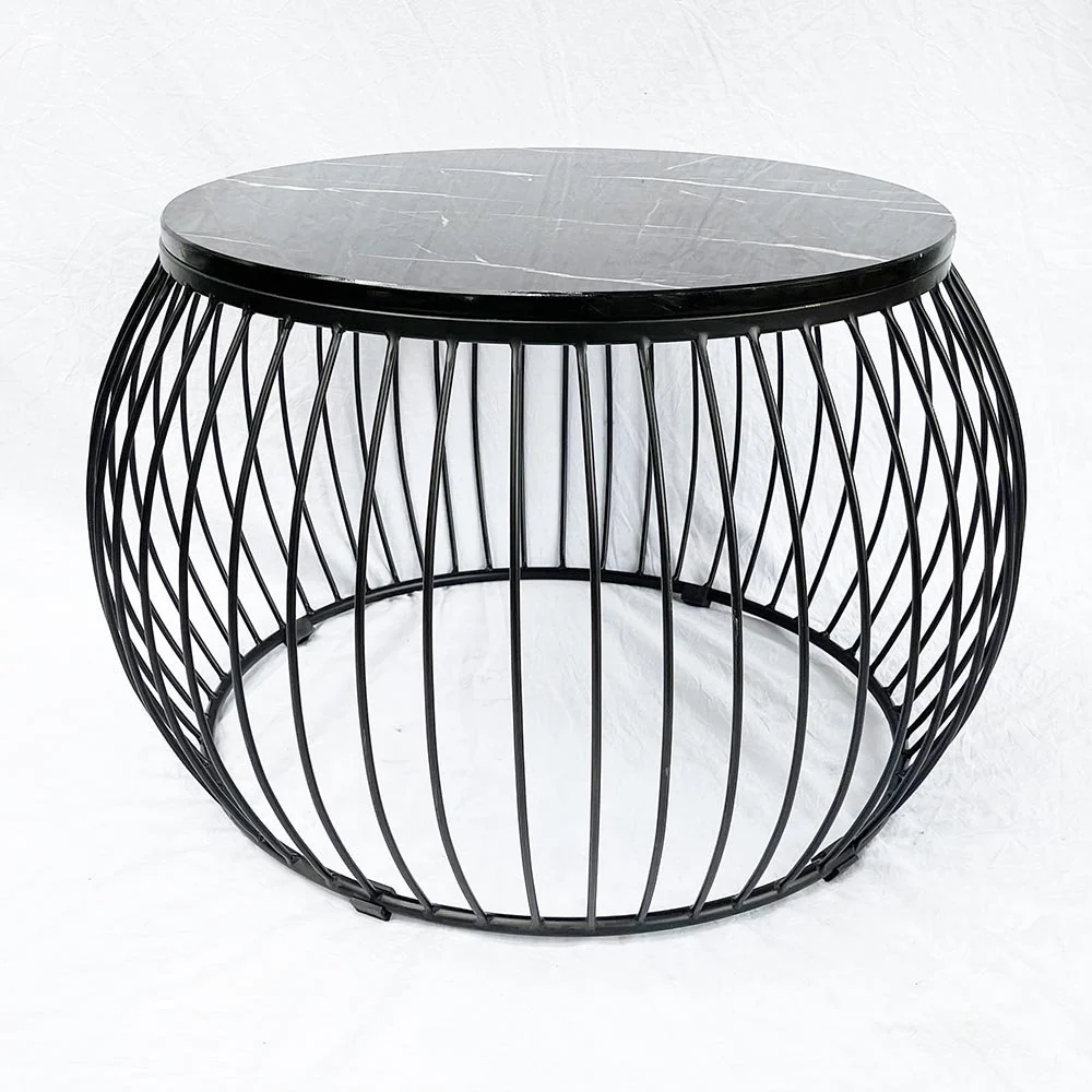 Tekkashop Bàn Sofa Tròn Khung Sắt Lồng Đèn Mặt Đá