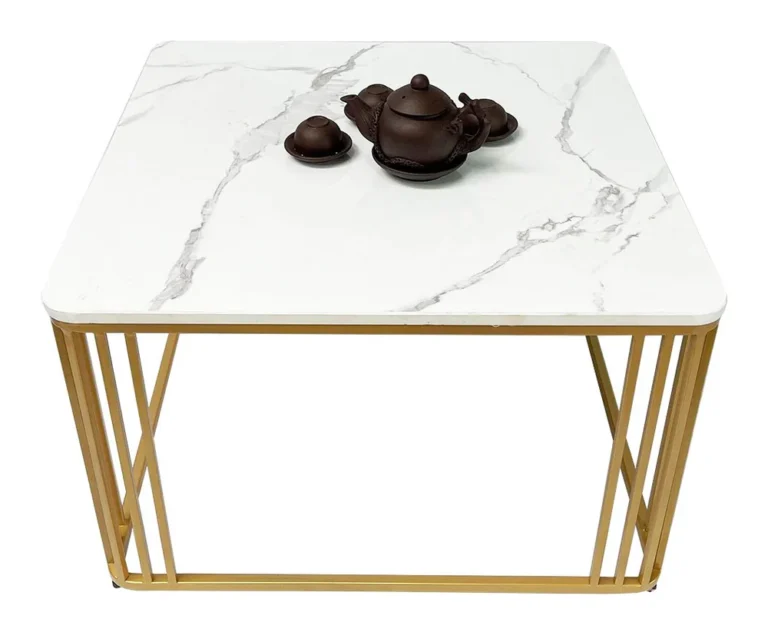 Tekkashop Bàn Sofa Vuông Mặt Đá Khung Sắt Nan Đứng
