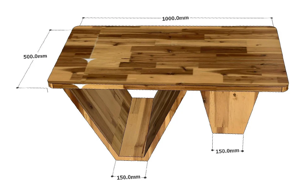 Tekkashop Bàn Trà Gỗ Tràm Chân Chữ V Liền Khối