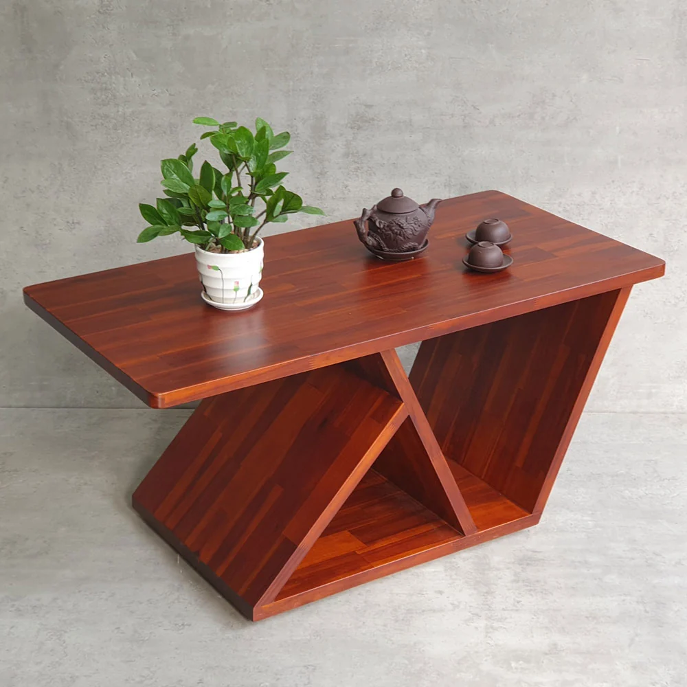 Tekkashop Bàn Trà Gỗ Tràm Chân Chữ Z Có Kệ Hộc