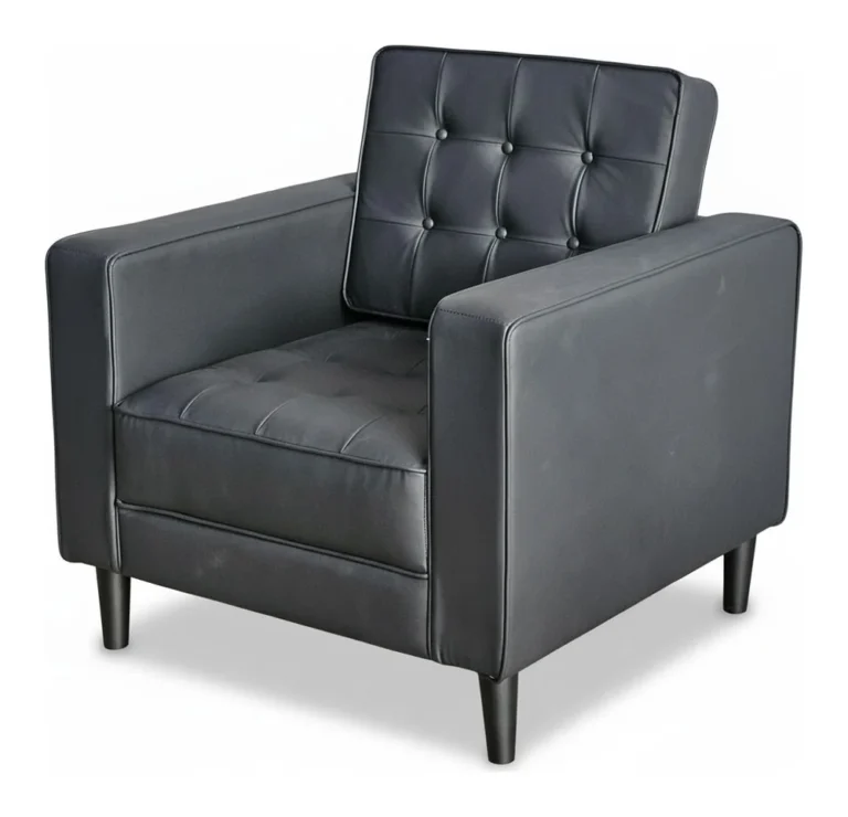 Tekkashop Ghế Sofa Đơn Tựa Lưng Giật Nút Nệm Bọc Simili Chân Gỗ