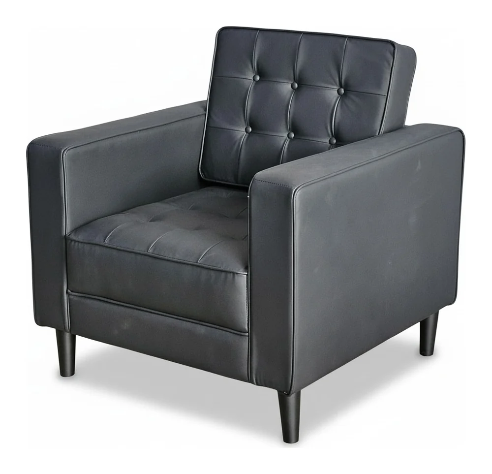 Tekkashop Ghế Sofa Đơn Tựa Lưng Giật Nút Nệm Bọc Simili Chân Gỗ