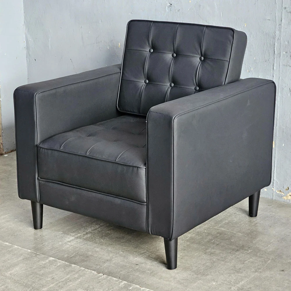 Tekkashop Ghế Sofa Đơn Tựa Lưng Giật Nút Nệm Bọc Simili Chân Gỗ