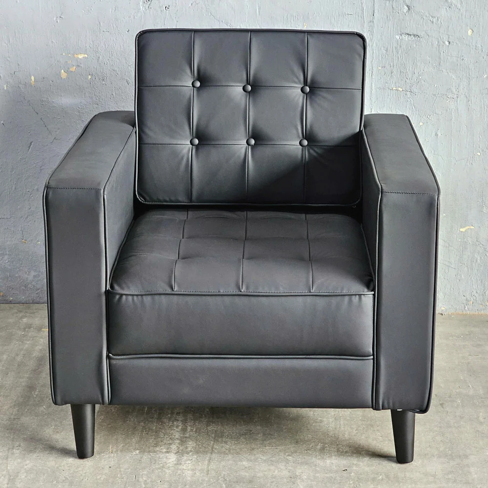 Tekkashop Ghế Sofa Đơn Tựa Lưng Giật Nút Nệm Bọc Simili Chân Gỗ