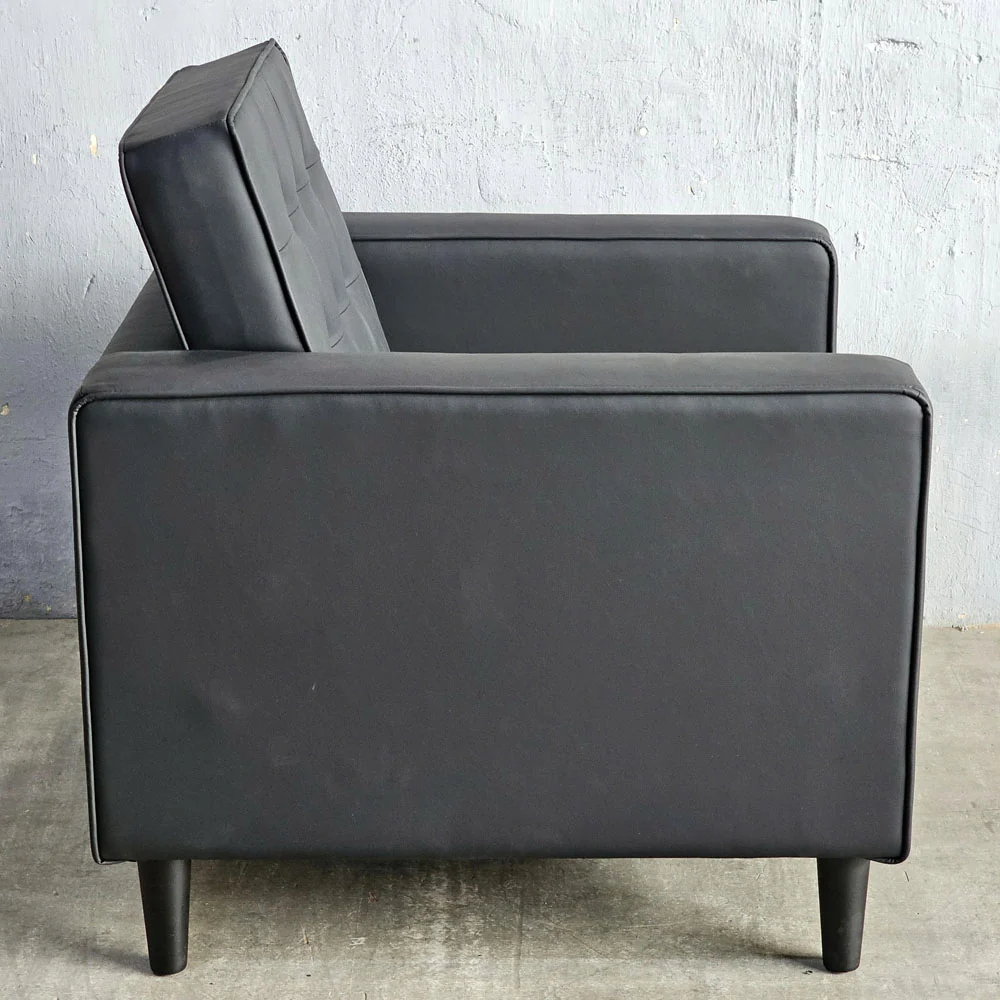 Tekkashop Ghế Sofa Đơn Tựa Lưng Giật Nút Nệm Bọc Simili Chân Gỗ