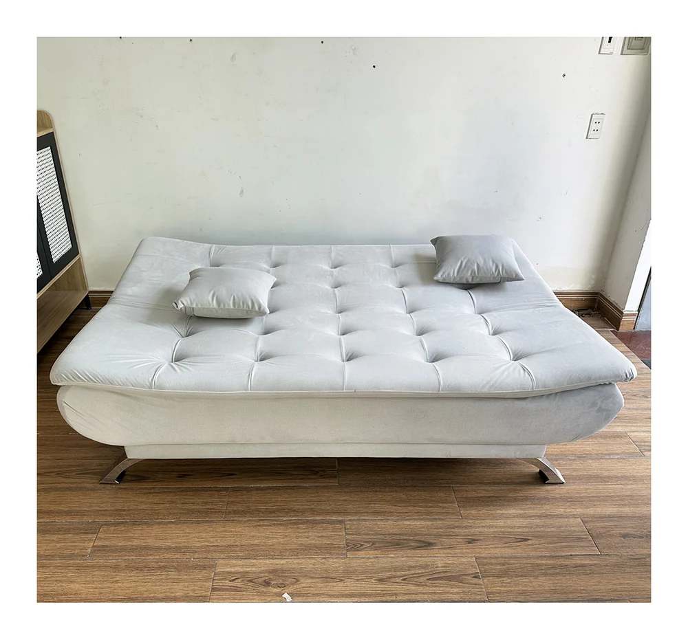 Tekkashop Ghế Sofa Giường Bọc Vải Ngả Lưng Chân Kim Loại