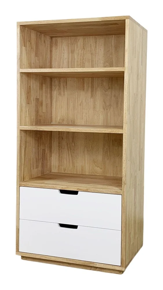 Tekkashop Giá Sách Hiện Đại Nhỏ Gọn 2 Ngăn Kéo Gỗ Cao Su Tự Nhiên