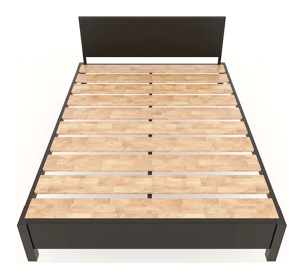Tekkashop Giường Ngủ Khung Sắt Có Đầu Giường 1200x2000mm Nan Gỗ Cao Su