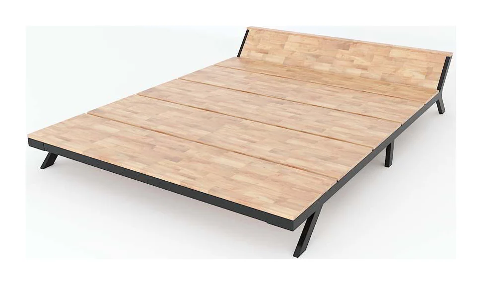 Tekkashop Giường Ngủ Kiểu Nhật Thấp Khung Sắt Lắp Ráp 1200x2000mm Gỗ Cao Su