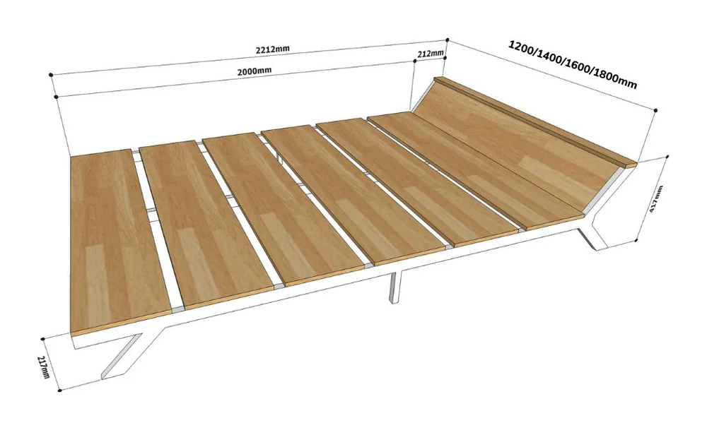 Tekkashop Giường Ngủ Kiểu Nhật Thấp Khung Sắt Lắp Ráp 1200x2000mm Gỗ Cao Su