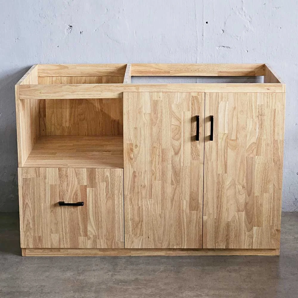 Tekkashop Hệ Tủ Bếp Mini Tủ Trên Và Tủ Dưới Cửa Lưới Mây Gỗ Cao Su