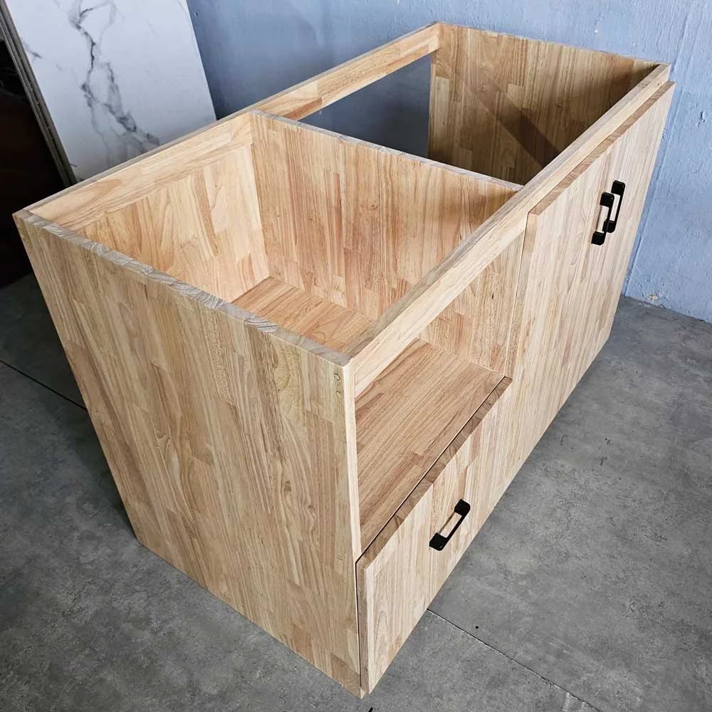 Tekkashop Hệ Tủ Bếp Mini Tủ Trên Và Tủ Dưới Cửa Lưới Mây Gỗ Cao Su