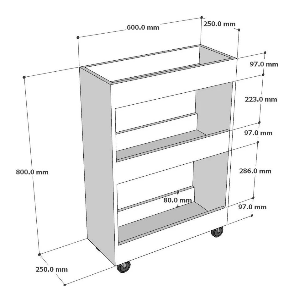 Tekkashop Kệ Gia Vị Di Động Khe Hẹp 3 Tầng Gỗ Cao Su