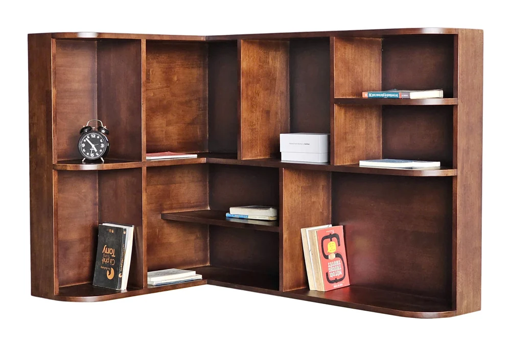 Tekkashop Kệ Góc Treo Tường Chữ L Nhiều Ngăn Gỗ Cao Su