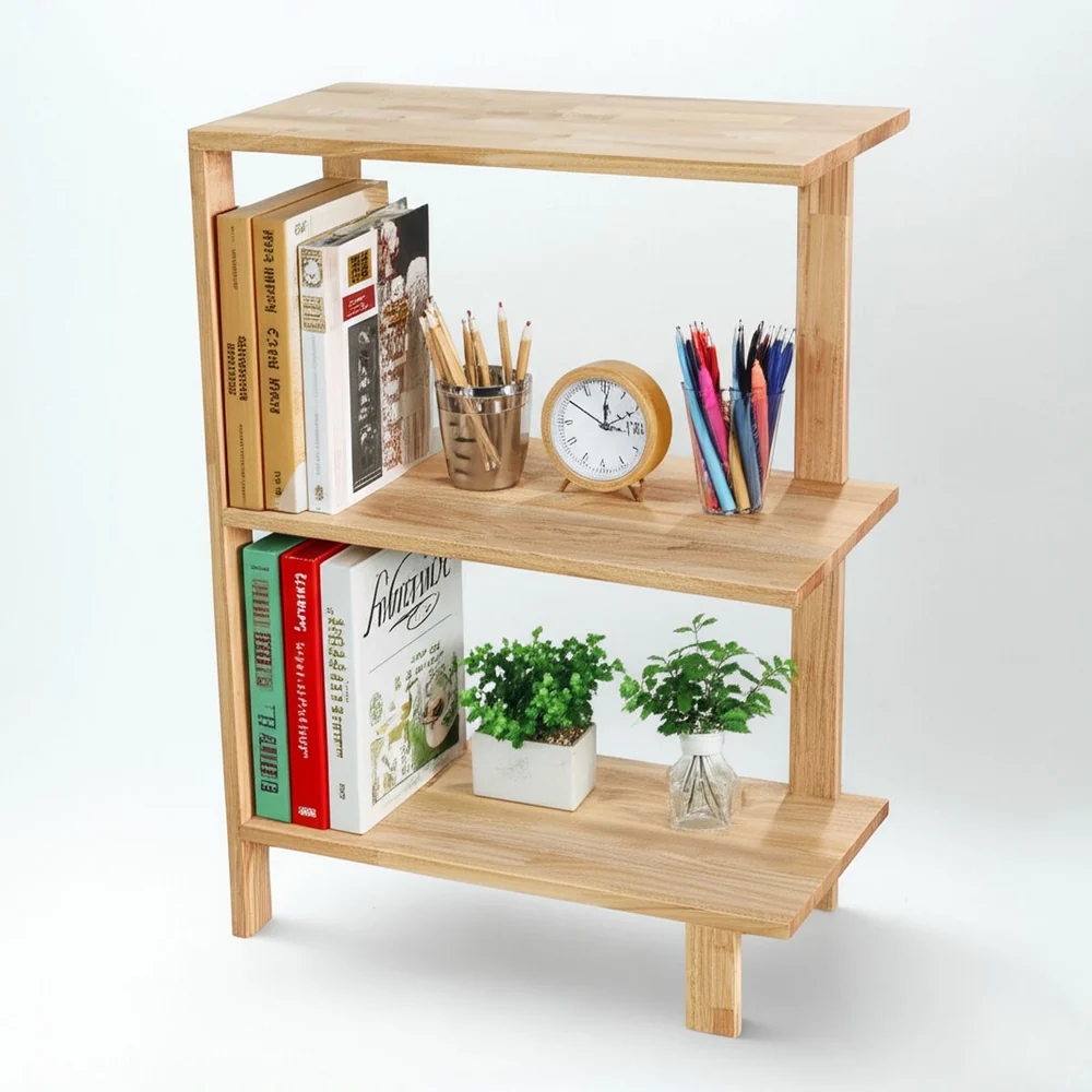 Tekkashop Kệ Góc Tường 3 Tầng Nhỏ Gọn Gỗ Cao Su