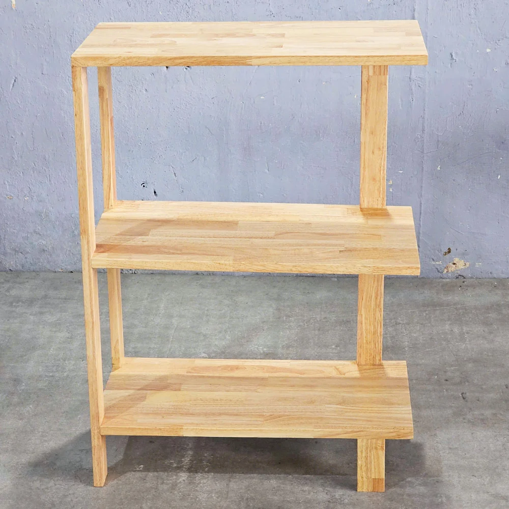Tekkashop Kệ Góc Tường 3 Tầng Nhỏ Gọn Gỗ Cao Su