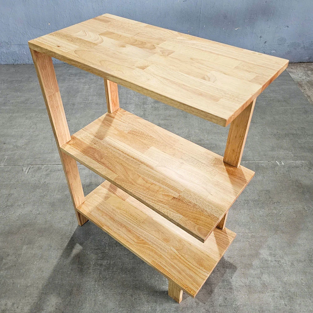 Tekkashop Kệ Góc Tường 3 Tầng Nhỏ Gọn Gỗ Cao Su