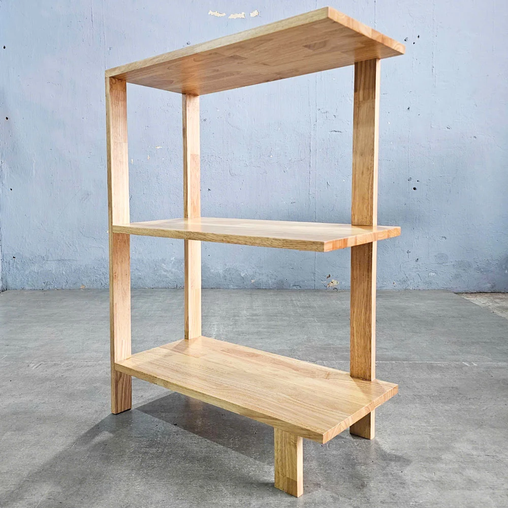 Tekkashop Kệ Góc Tường 3 Tầng Nhỏ Gọn Gỗ Cao Su