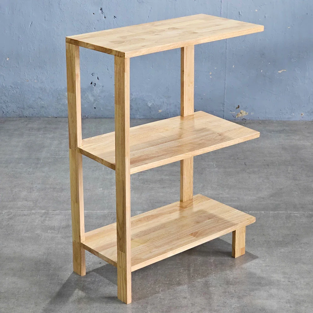 Tekkashop Kệ Góc Tường 3 Tầng Nhỏ Gọn Gỗ Cao Su