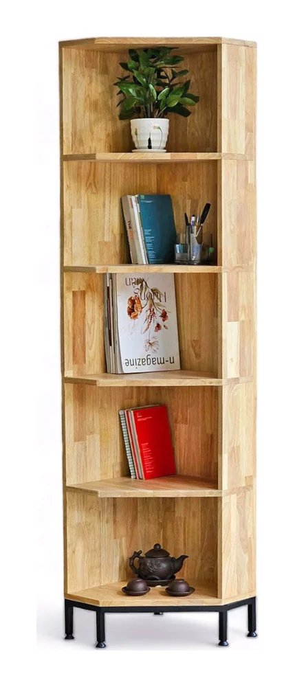 Tekkashop Kệ Góc Tường 5 Tầng Chân Sắt Gỗ Cao Su
