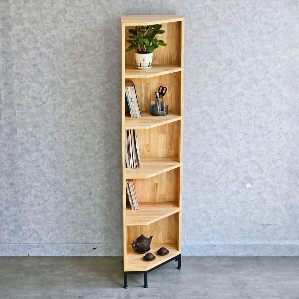 Tekkashop Kệ Góc Tường 5 Tầng Chân Sắt Gỗ Cao Su