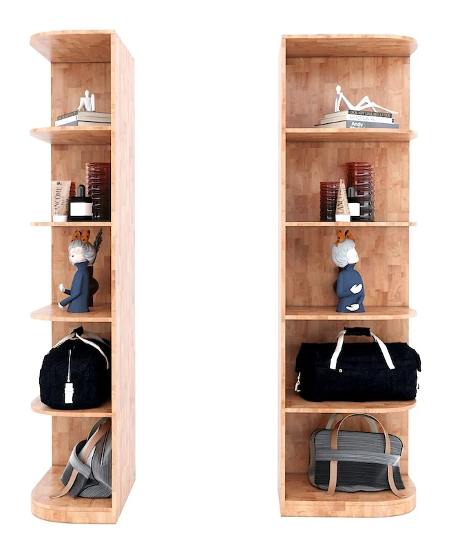 Tekkashop Kệ Góc Tường 5 Tầng Dáng Cao Gỗ Cao Su