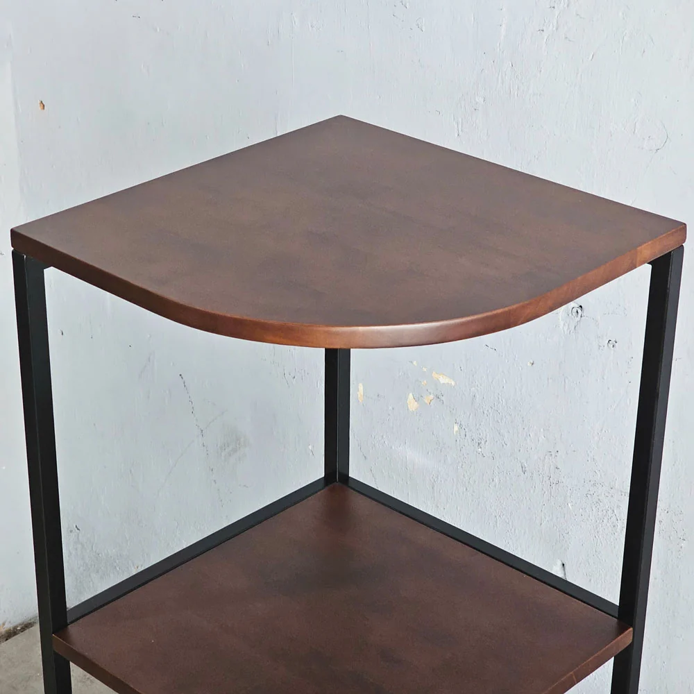 Tekkashop Kệ Góc Tường Hình Quạt 4 Tầng Khung Sắt Gỗ Cao Su