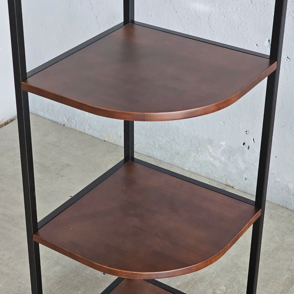 Tekkashop Kệ Góc Tường Hình Quạt 4 Tầng Khung Sắt Gỗ Cao Su