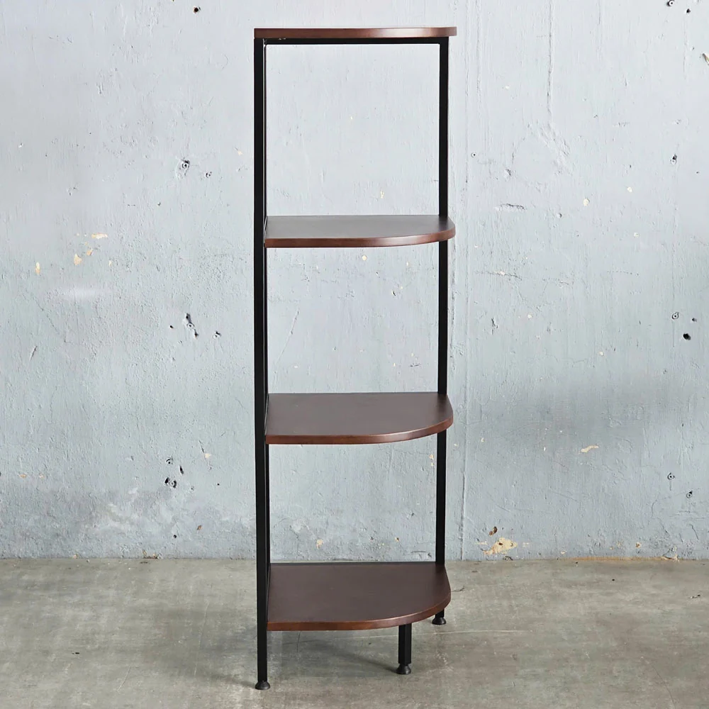 Tekkashop Kệ Góc Tường Hình Quạt 4 Tầng Khung Sắt Gỗ Cao Su