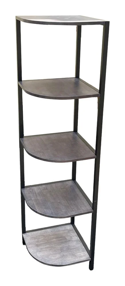 Tekkashop Kệ Góc Tường Hình Quạt 5 Tầng Khung Sắt Gỗ Cao Su