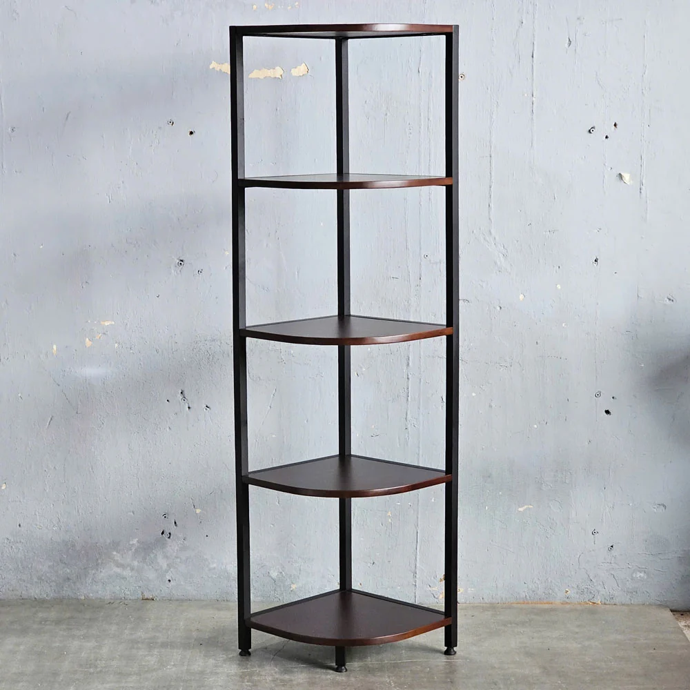Tekkashop Kệ Góc Tường Hình Quạt 5 Tầng Khung Sắt Gỗ Cao Su