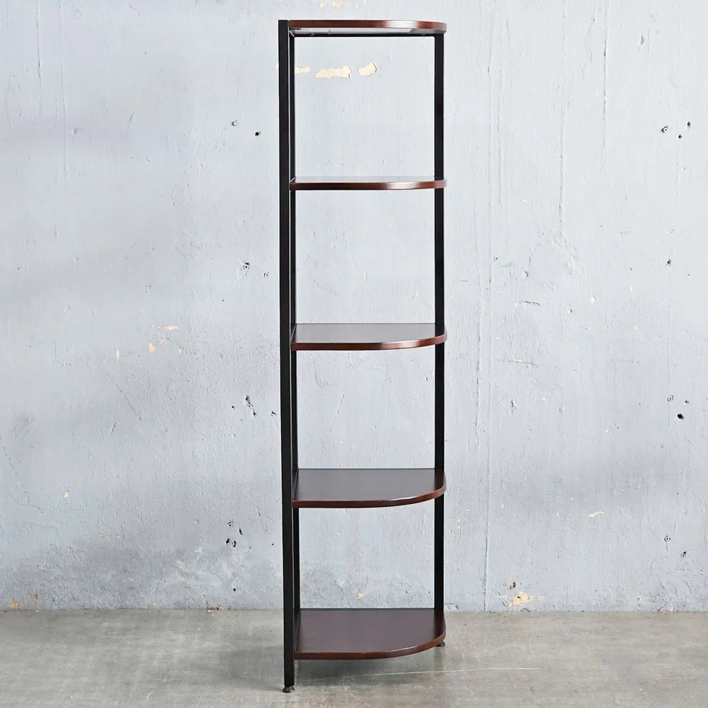 Tekkashop Kệ Góc Tường Hình Quạt 5 Tầng Khung Sắt Gỗ Cao Su