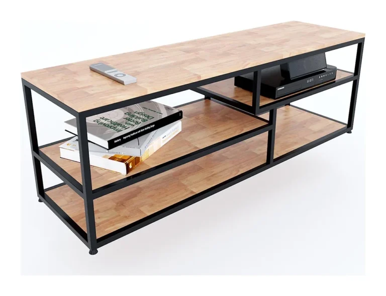 Tekkashop Kệ Tivi Đơn Giản 3 Tầng Lệch Khung Sắt Gỗ Cao Su