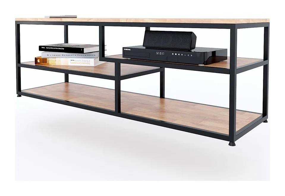 Tekkashop Kệ Tivi Đơn Giản 3 Tầng Lệch Khung Sắt Gỗ Cao Su